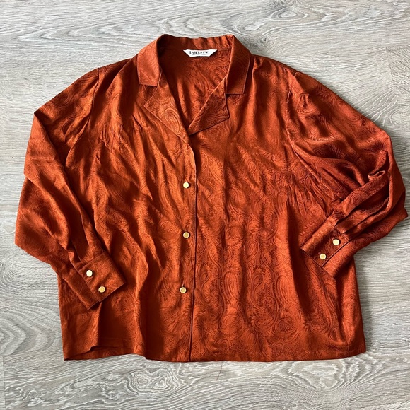 Vintage rusty orange oversized blouse - Picture 1 of 6